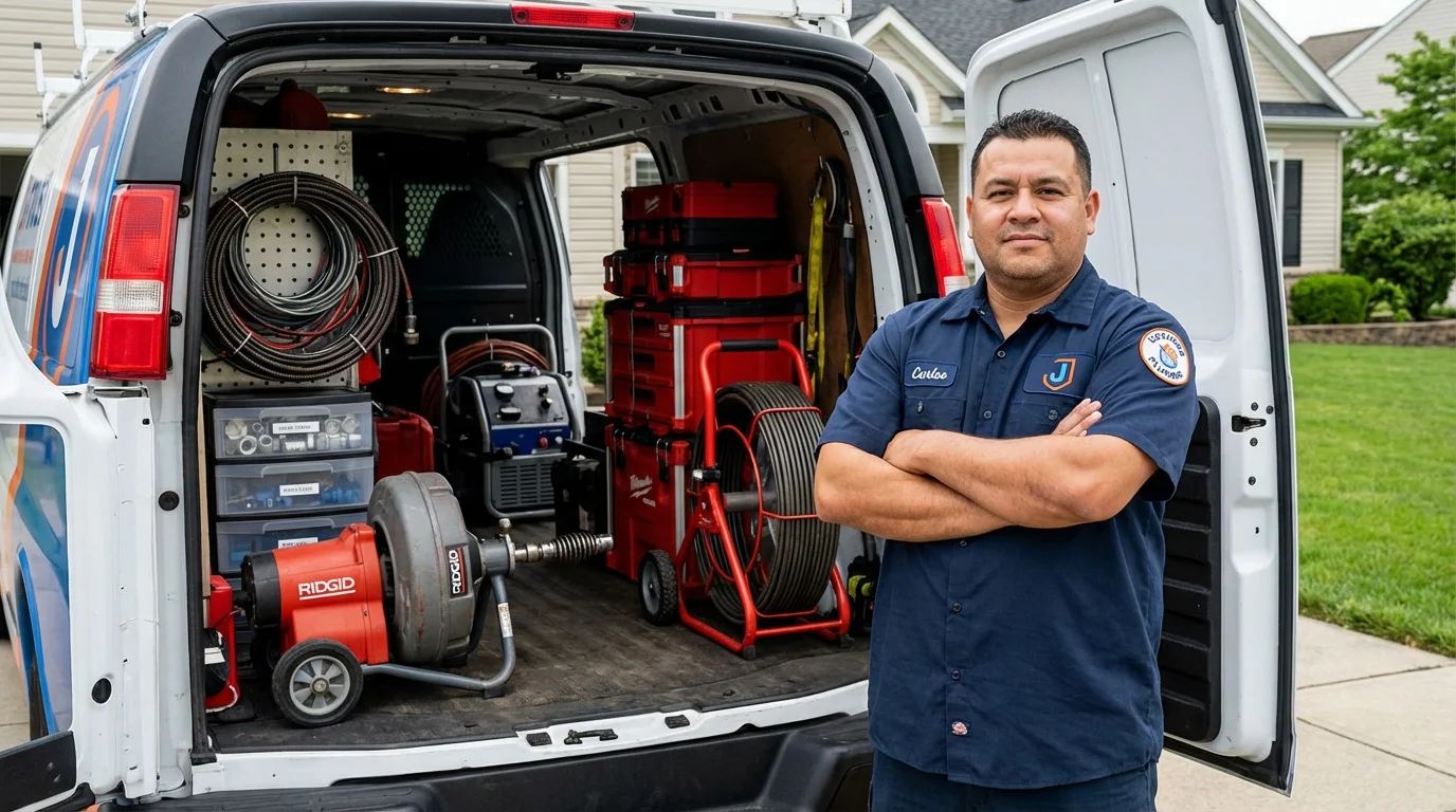 Professional drain cleaning equipment and Johns Plumbing LLC plumber in San Jacinto