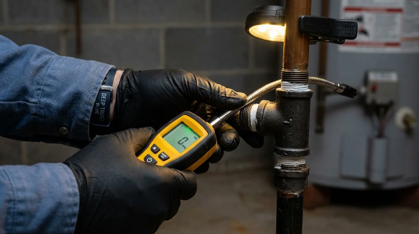 Gas leak detection with electronic sniffer by Johns Plumbing LLC in San Jacinto