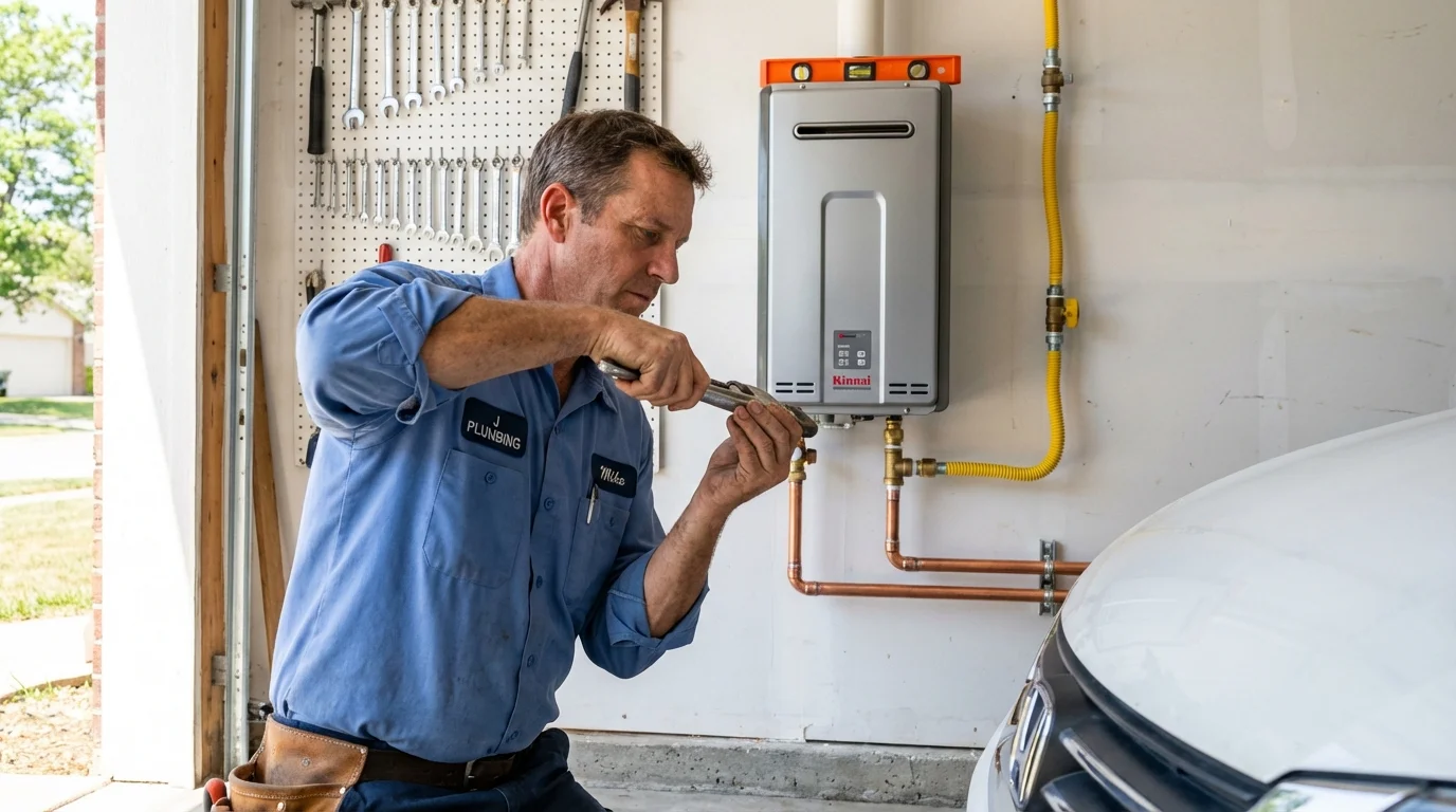 Tankless water heater installation by a Johns Plumbing LLC plumber in San Jacinto